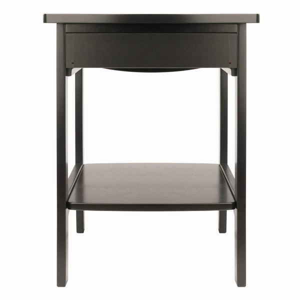 Square Wood End Table with Drawer and Shelf