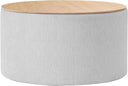 Round Storage Ottoman with Wood Top