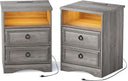 2-Drawer Wood Nightstand with Open Compartment