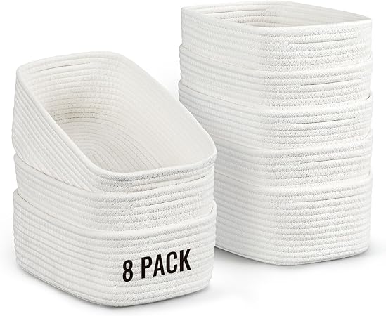 Small Woven Storage Baskets for Organizing – Set of 8