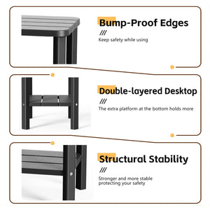 Resin Outdoor Side Table with Dual Storage