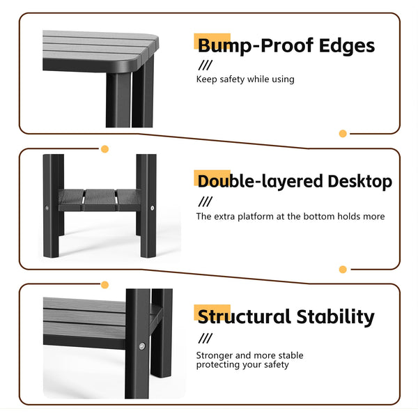 Resin Outdoor Side Table with Dual Storage