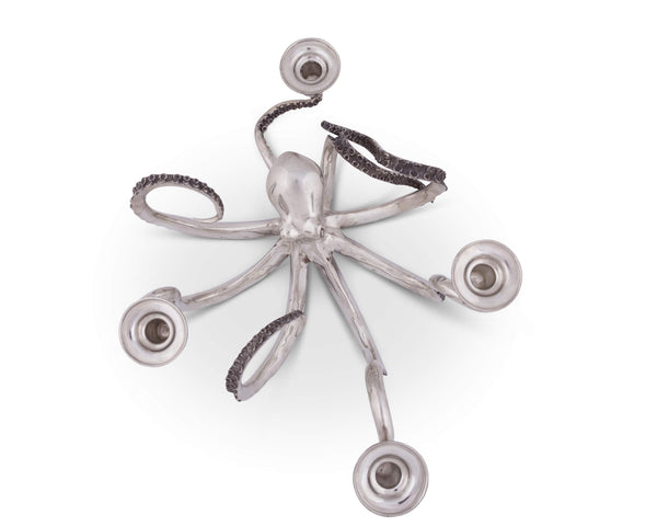 Pewter Octopus Taper Candle Holder – 4-Socket Ocean Candelabrum