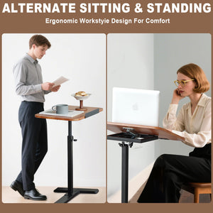 C-Shaped Height-Adjustable Side Table with 360° Rotating Tabletop