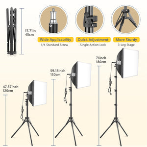 Softbox Photography Lighting Kit with LED Bulbs & Tripod Stands