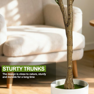 Faux Olive Tree – 6ft & 7ft Indoor Artificial Tree with Planter, Basket & Lights