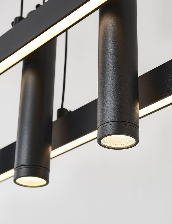 Modern Black Linear LED Pendant Light with Remote Control