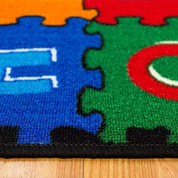Kids Alphabet Puzzle Area Rug 8x10 – Non-Slip Gel Backing
