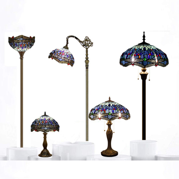 Tiffany Style Table Lamp – Blue Dragonfly Stained Glass