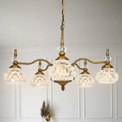 5-Light Vintage Brass Crystal Chandelier