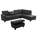 L-Shaped Modular Sectional Sofa with Ottoman Storage