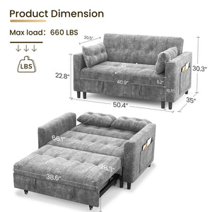 Convertible Sleeper Sofa Bed with Adjustable Backrest