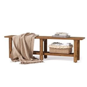 63" Solid Wood Entryway Bench with Shoe Storage