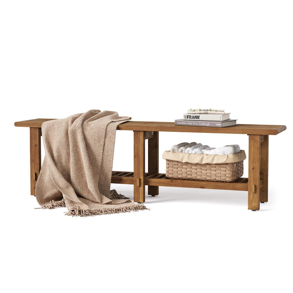 63" Solid Wood Entryway Bench with Shoe Storage