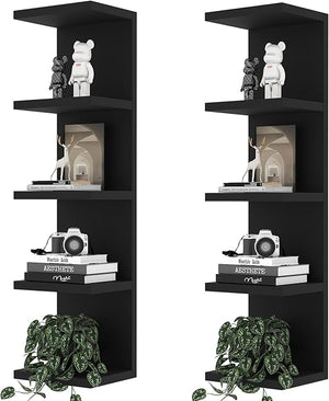 5-Tier Floating Wall Shelf Unit, Set of 2
