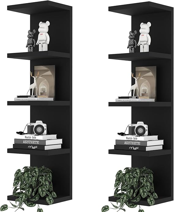 5-Tier Floating Wall Shelf Unit, Set of 2