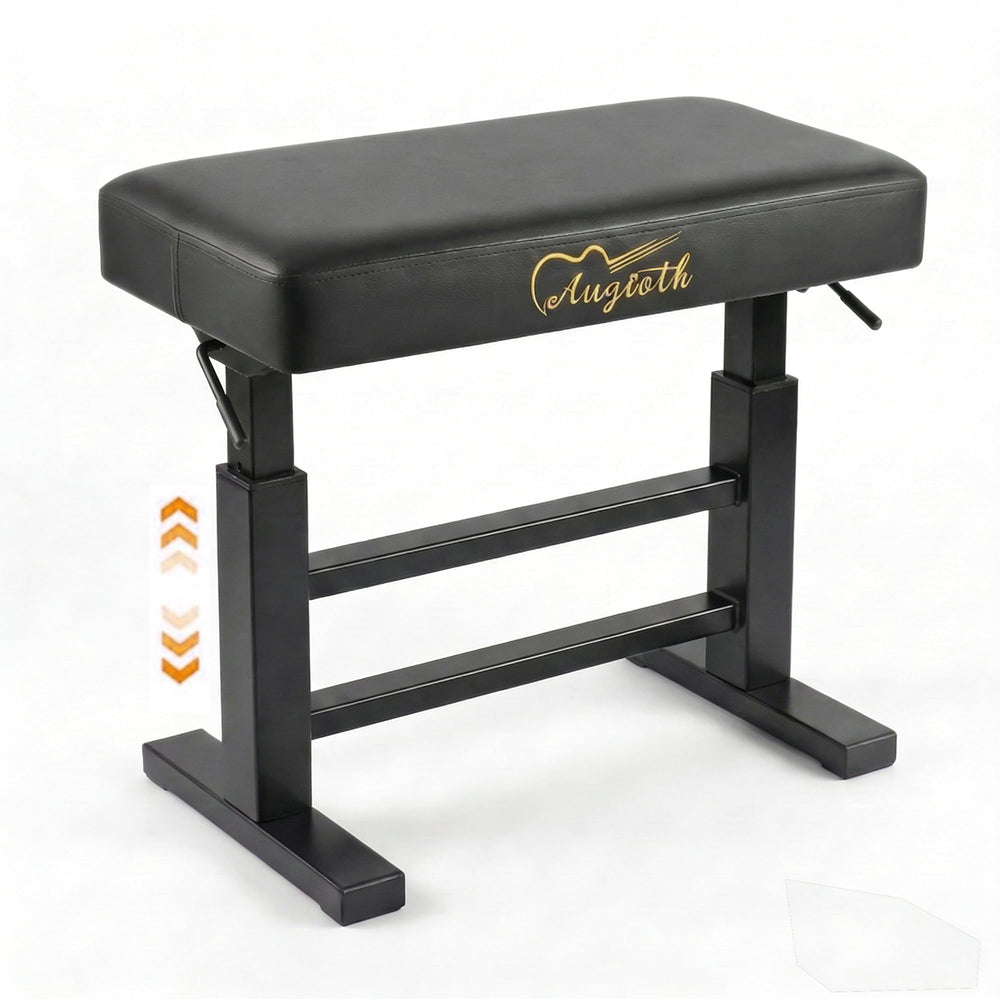 Hydraulic Piano Bench with Adjustable Height – Memory Foam Keyboard Stool