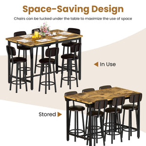 7-Piece Counter Height Bar Table Set with Upholstered Stools