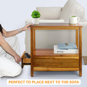 Narrow End Table with Drawer and Shelf