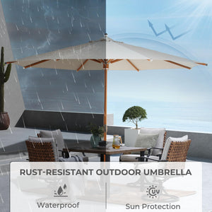 11 FT Round Patio Umbrella with Aluminum Ribs & Pulley Lift