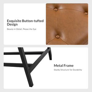 Upholstered Storage Ottoman Bench with Metal Legs – Camel