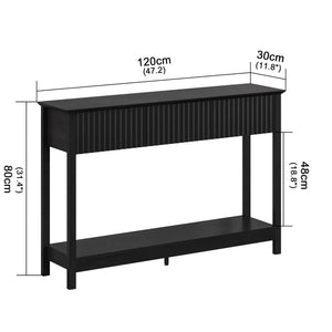 47" Fluted Console Table with 3 Drawers & Shelf