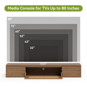 71" Floating TV Stand Wall Mounted with Drawers & Flip-Down Cabinet