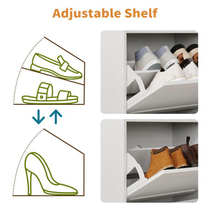 Shoe Storage Bench with Flip Drawers & Padded Seat