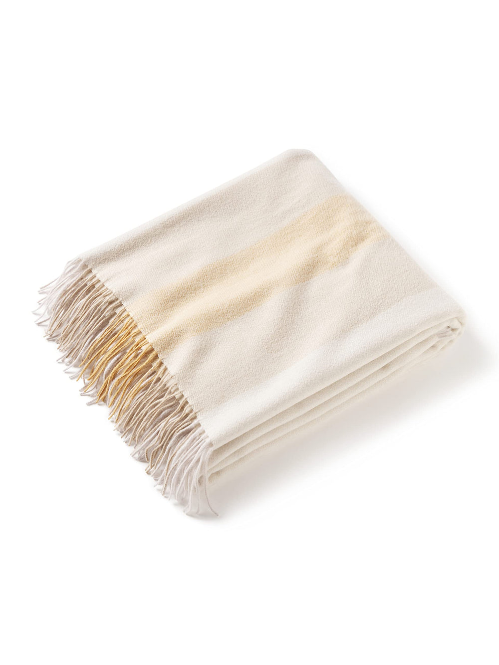 Multicolored Striped Cashmere Throw Blanket with Decorative Fringe