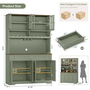 Tall Kitchen Pantry Cabinet with Charging Station