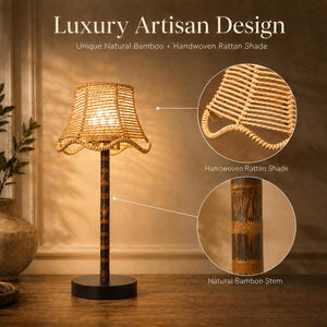 Bamboo Rechargeable LED Table Lamp with Remote