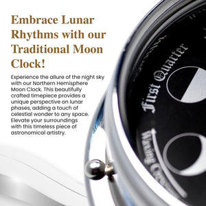 Handmade Moon Phase Wall Clock – Chrome Plated with Mirrored Backdrop