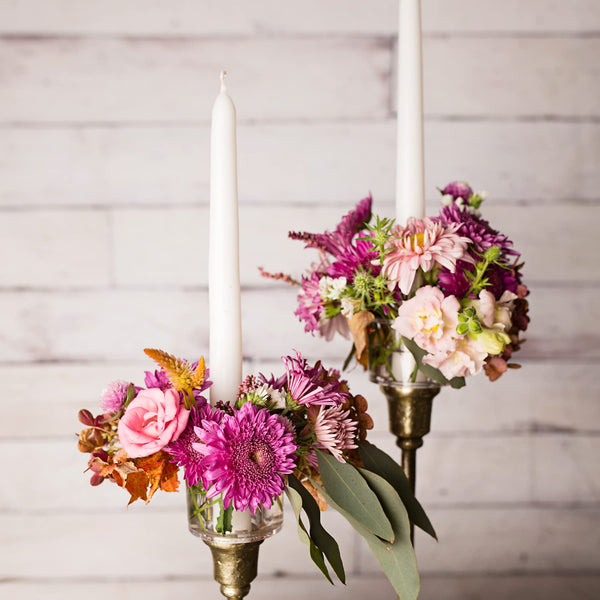 Candle Ring Vases for Taper Candles with Flower Frog Holes