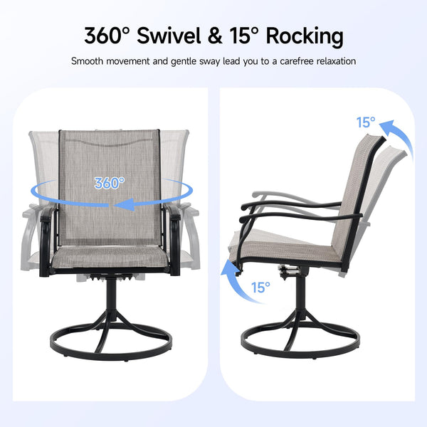 Outdoor Swivel Patio Dining Chair with 360° Rotation & Rocking – Set of 2