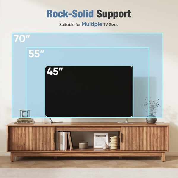 Mid-Century Modern TV Stand with Storage Cabinets