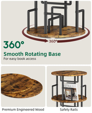5-Tier Rotating Bookshelf with Storage Cabinet