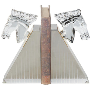 Clear Glass Horse Bookends Set of 2 with Pyramid Base