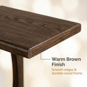 Rustic C-Shaped Side Table with Wood Frame