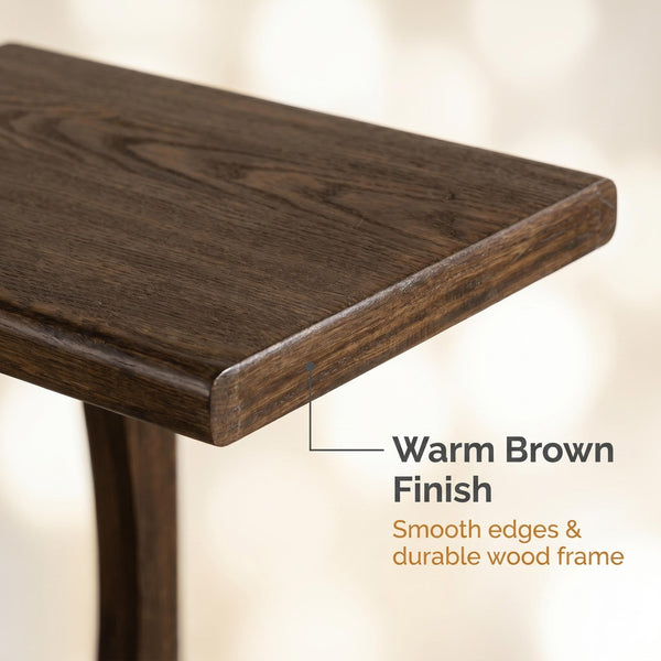 Rustic C-Shaped Side Table with Wood Frame