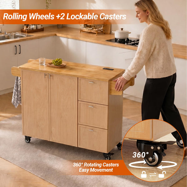 Rolling Kitchen Island with Storage