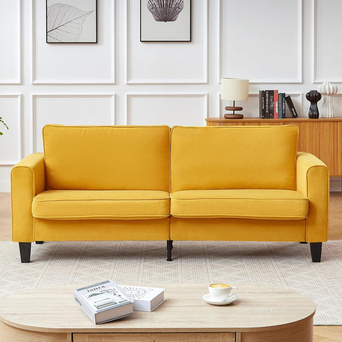 79" 3-Seater Linen Sofa with Adjustable Seat & Removable Covers