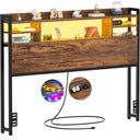 Storage Headboard with LED Light, Power Outlets & USB Ports