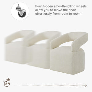 Upholstered Dining Chairs Set of 4 with Hidden Casters