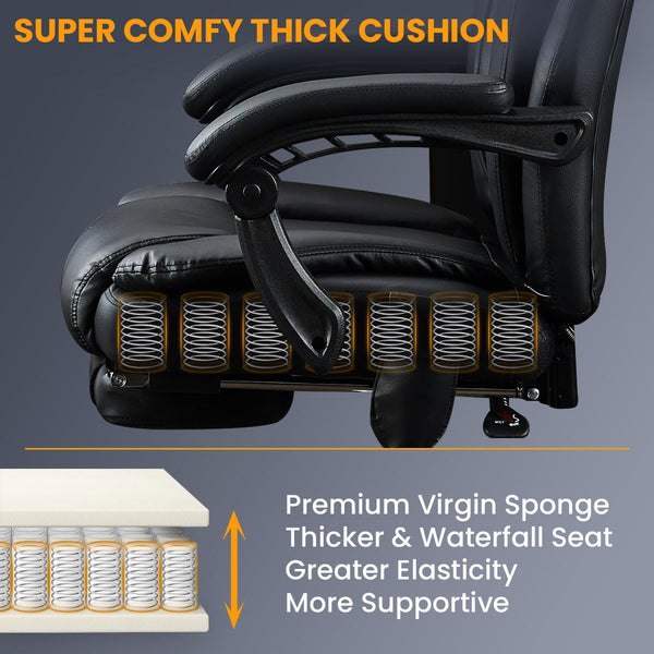 Heated Massage Reclining Office Chair with Footrest