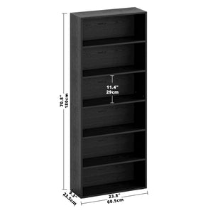 6-Tier Bookcase with Display Storage Shelves, 70" Tall