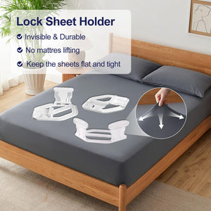 Bed Sheet Holders for Corners – Dual-Side Lock Design, 4-Pack