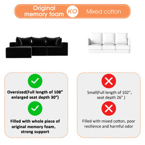 108" Modular Sectional Sofa L-Shape with Deep Seat