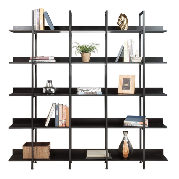 Triple Wide 5-Tier Industrial Bookshelf
