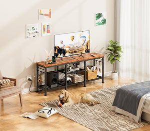 TV Stand with Power Outlets & Open Storage Shelves for 55 Inch TVs