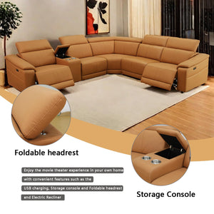 Power Recliner Sectional Sofa with Storage Console